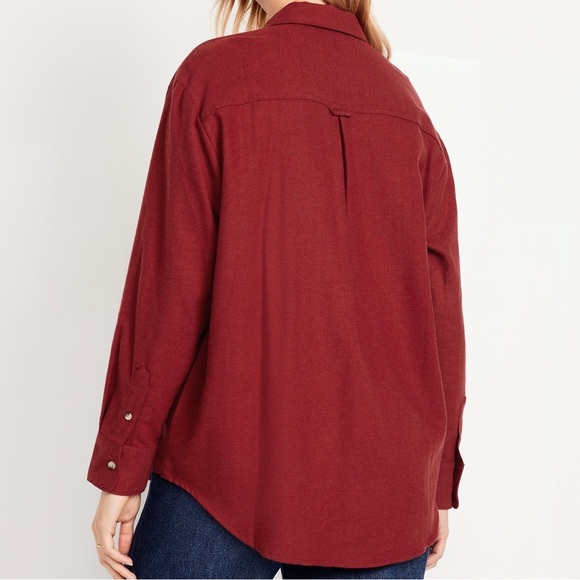 NWT Old Navy Plus Size Red Flannel Boyfriend Button Down Shirt - Picture 2 of 10